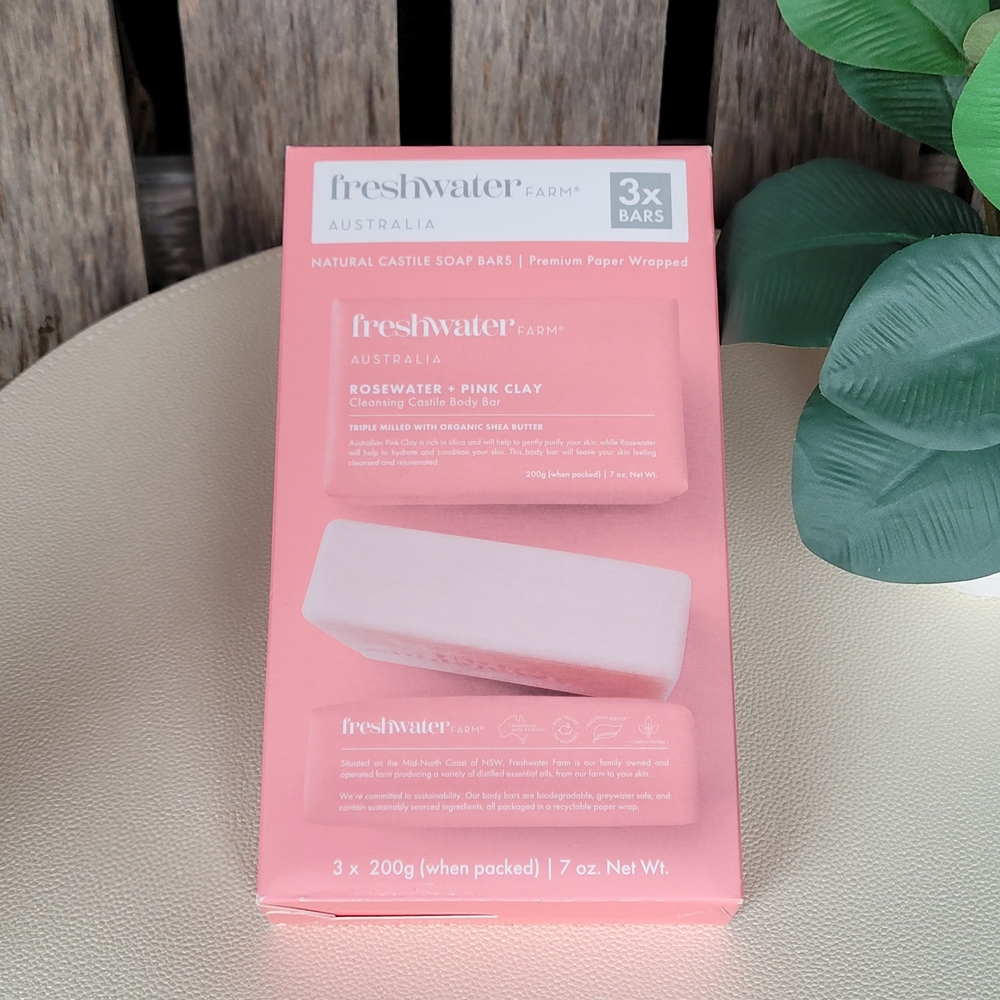 Freshwater Farm Rosewater & Pink Clay Soap Bars 3 Pk - Picture 6 of 9
